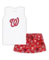 Shop Concepts Sport Women's White/red Washington Nationals Plus Size Tank Top Shorts Sleep Set In White Red