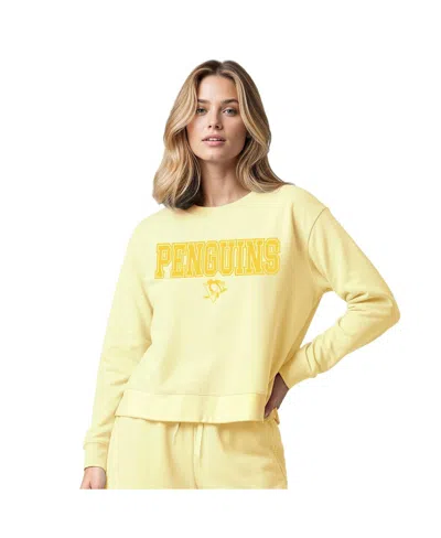 Concepts Sport Women's Yellow Pittsburgh Penguins Tonal Pullover Tri-blend Sweatshirt
