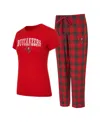 Concepts Sport Women'sâ 2-piece Red/pewter Tampa Bay Buccaneers Avondale T-shirt And Pants Flannel Pj Set In Red