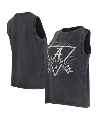 Concepts Sport Women'sâ Charcoal Alabama Crimson Tide Distressed Market French Terry Tank Top In Black