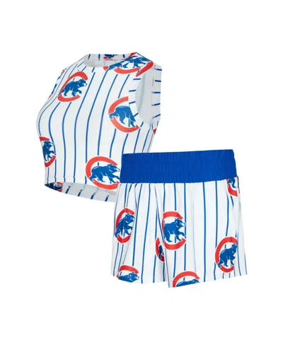 Concepts Sport Women's White Chicago Cubs Pinstripe Record Tank Short Set