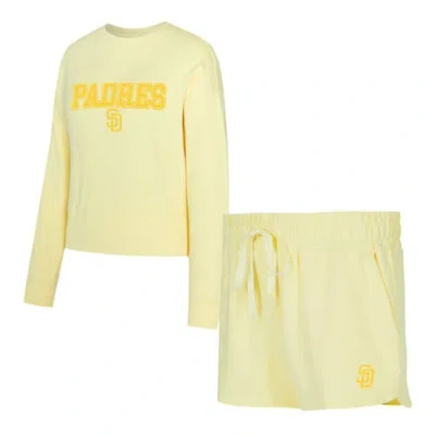 Concepts Sport Yellow San Diego Padres Elevation Tri-blend Long Sleeve T-shirt & Shorts Set