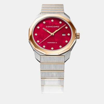 Pre-owned Concord Red Diamond 18k Rose Gold Stainless Steel Mariner Sl 0320540 Quartz Women's Wristwatch 30 Mm