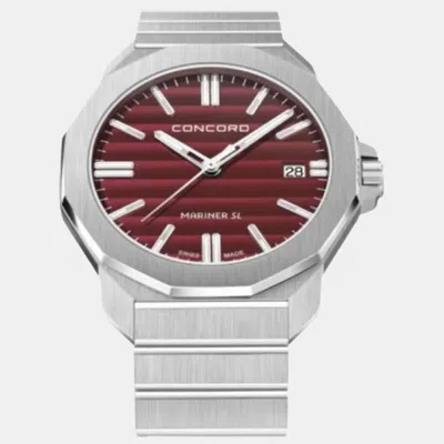 Pre-owned Concord Red Stainless Steel Mariner Sl Gent 0320561 Quartz Men's Wristwatch 42 Mm
