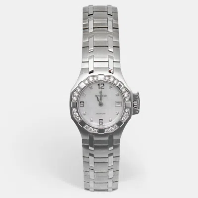 Pre-owned Concord Saratoga 14.e1.1855 Mother Of Pearl Diamond Dial Stainless Steel Women's Wristwatch 28 Mm In White