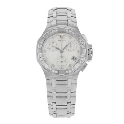 Pre-owned Concord Saratoga Diamond Bezel Silver Dial Steel Quartz Ladies Watch 310889 In Multi