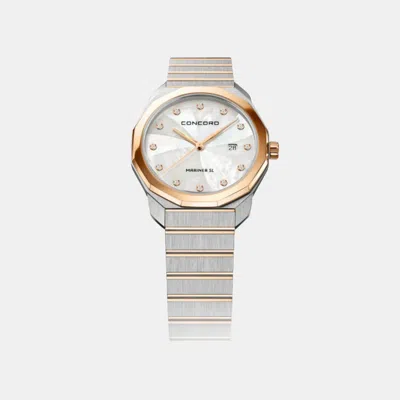 Pre-owned Concord White Mop Diamond 18k Rose Gold Stainless Steel Mariner Sl 0320470 Quartz Women's Wristwatch 30 Mm