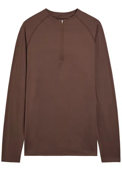 Condition Core Quarter-zip Stretch-jersey Top In Brown