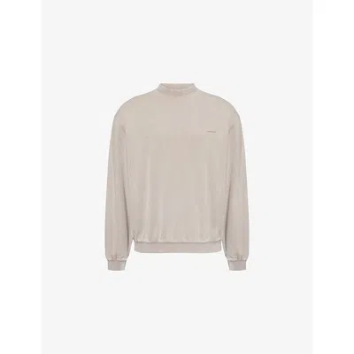 Condition Mens Dyed Crewneck Stretch-cotton Sweatshirt Moonrock