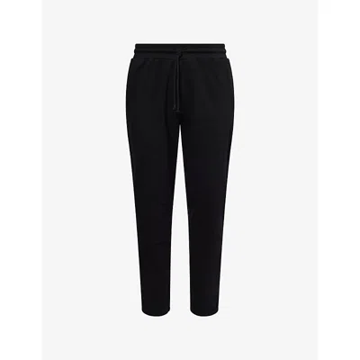 Condition Mens Elasticated-cuffs Tapered-leg Stretch-cotton Jogging Bottoms Washed Black