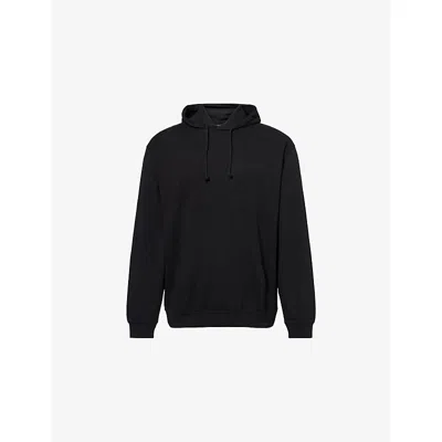 Condition Mens Washed Black Relaxed-fit Brand-print Stretch-cotton Hoodie Xxl