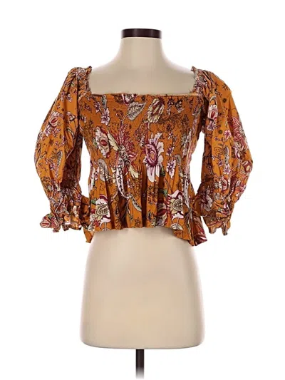 Pre-owned Conditions Apply 3/4 Sleeve Blouse In Orange