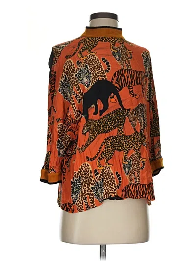 Pre-owned Conditions Apply 3/4 Sleeve Blouse In Orange