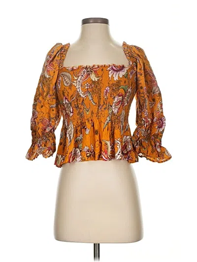 Pre-owned Conditions Apply 3/4 Sleeve Blouse In Orange