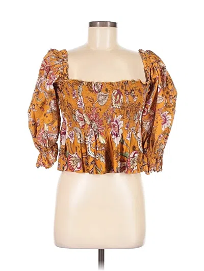 Pre-owned Conditions Apply 3/4 Sleeve Blouse In Orange