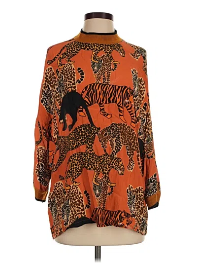 Pre-owned Conditions Apply 3/4 Sleeve Blouse In Orange