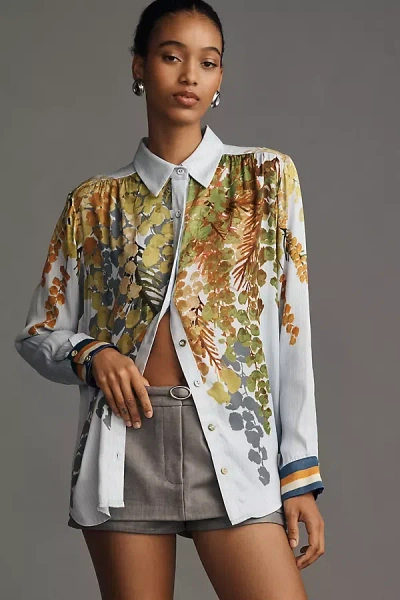 Conditions Apply Blooming Long-sleeve Collared Blouse