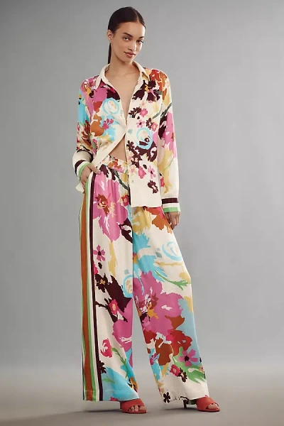 Conditions Apply Blooming Long-sleeve Collared Blouse In White