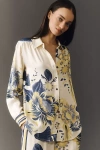 Conditions Apply Blooming Long-sleeve Collared Blouse In Multi
