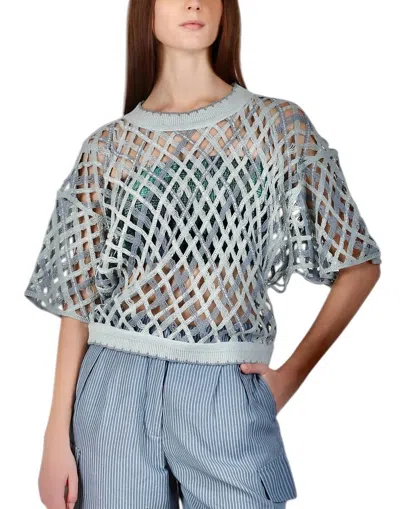 Conditions Apply Crosserio Crop Sweater In Soft Sky In Multi