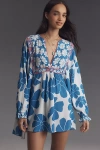 Conditions Apply Floral Mini Kaftan In Blue
