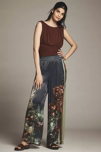 Conditions Apply Imara Satin Wide-leg Pants In Blue