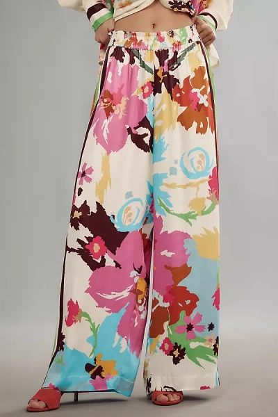 Conditions Apply Imara Satin Wide-leg Pants In White