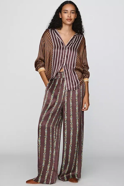 Conditions Apply Imara Satin Wide-leg Pants In Brown