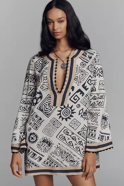 Conditions Apply Printed Mini Kaftan In Multicolor