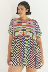 Conditions Apply Short-sleeve Tunic Blouse In Multicolor