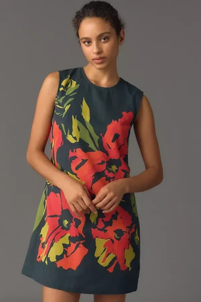 Conditions Apply Sleeveless Crewneck Shift Mini Dress In Blue