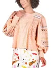 Conditions Apply Women's Crimson Embroidered Eyelet Top In Blush Pearl In Multi