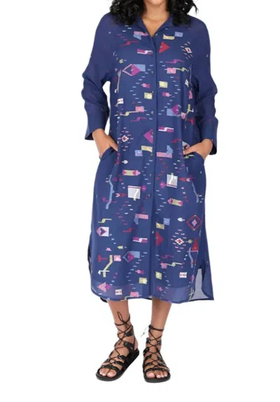 Conditions Apply Women's Elin Handwoven Shirt Dress In Sodalite