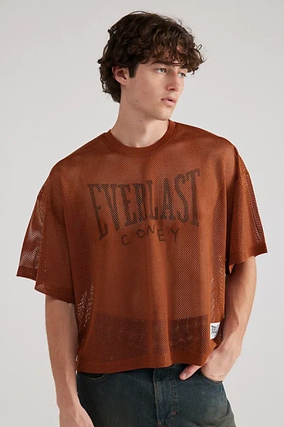 Coney Island Picnic X Everlast Uo Exclusive Cropped Tee In Shadow Brown, Men's At Urban Outfitters