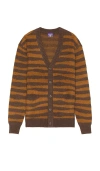 Coney Island Picnic Yarn Dyed Button Up Cardigan In Brown