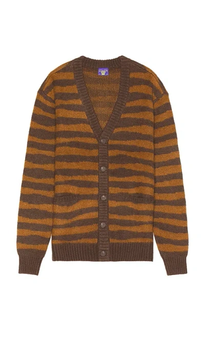 Coney Island Picnic Yarn Dyed Button Up Cardigan In Brown