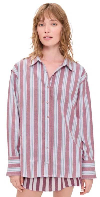 Coniglio Palm Beach Classic Button Down Claret Combo Stripe In Pink