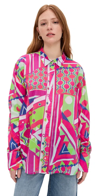 Coniglio Palm Beach Classic Button Down Prism Geo Magenta Grove In Multi