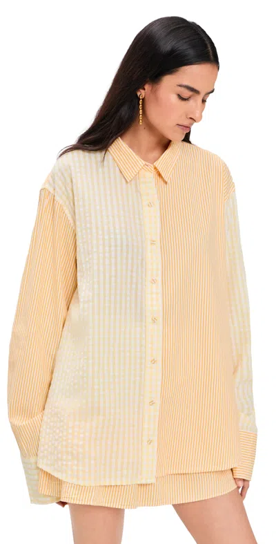 Coniglio Palm Beach Classic Button Down Shirt Daffodil Combo Stripe