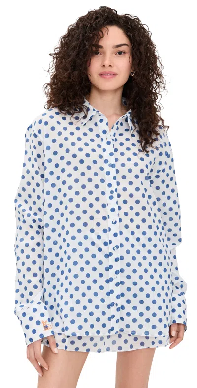 Coniglio Palm Beach Classic Button Down Shirt Pacific Dot In Blue