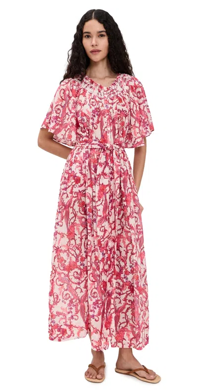 Coniglio Palm Beach Flagler Maxi Dress Royal Birds Sunrise In Pink