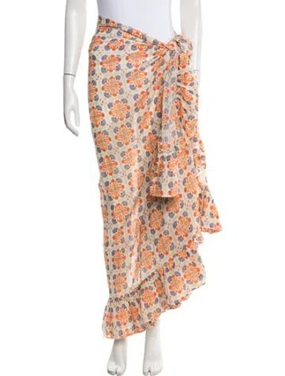 Pre-owned Coniglio Palm Beach Floral Print Cover-up W/ Tags In White