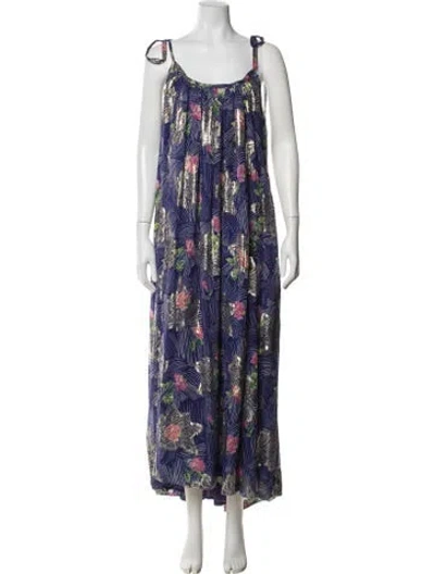 Pre-owned Coniglio Palm Beach Floral Print Long Dress In Blue