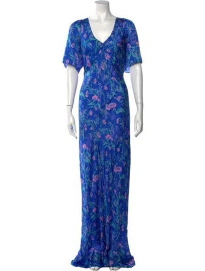 Pre-owned Coniglio Palm Beach Floral Print Long Dress In Blue