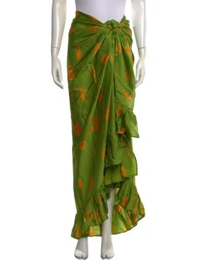 Pre-owned Coniglio Palm Beach Floral Print Long Skirt In Green