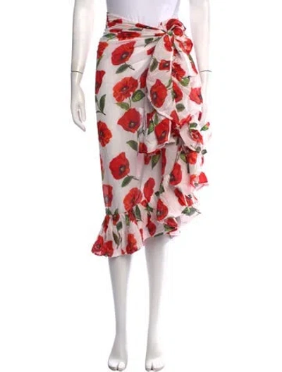 Pre-owned Coniglio Palm Beach Floral Print Midi Length Skirt In Multicolor