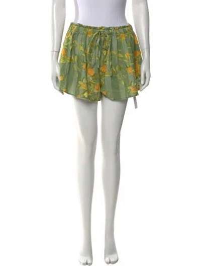 Pre-owned Coniglio Palm Beach Floral Print Mini Shorts In Green