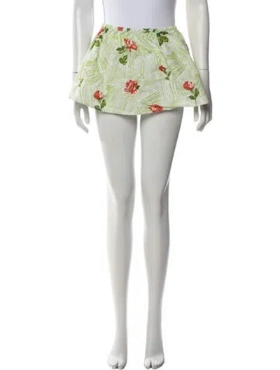 Pre-owned Coniglio Palm Beach Floral Print Mini Skirt In White