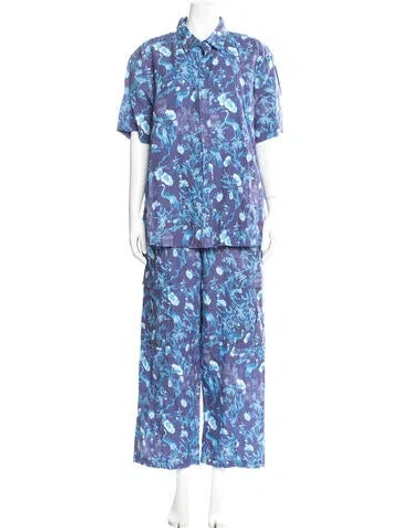 Pre-owned Coniglio Palm Beach Floral Print Pant Set W/ Tags In Blue