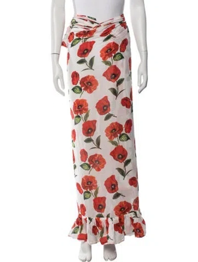 Pre-owned Coniglio Palm Beach Floral Print Ruffle Embellishment Cover-up W/ Tags In Multicolor